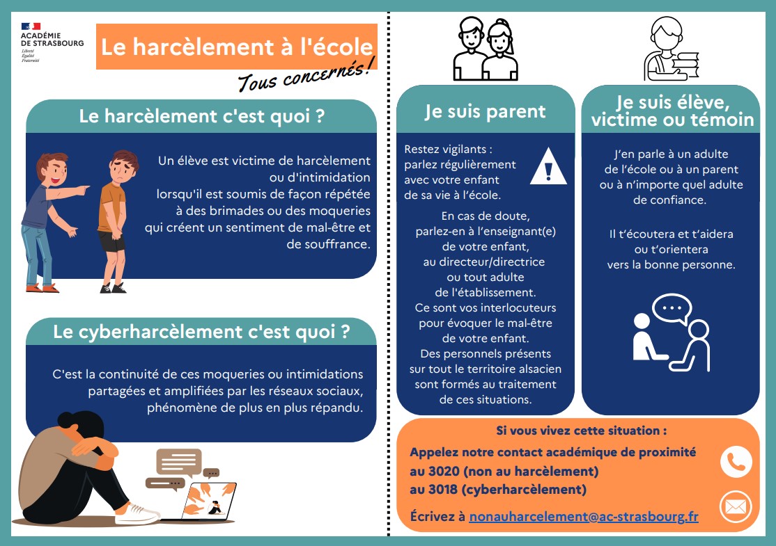 PLAQUETTE D’INFORMATION SUR LE HARCELEMENT SCOLAIRE | RPI de 